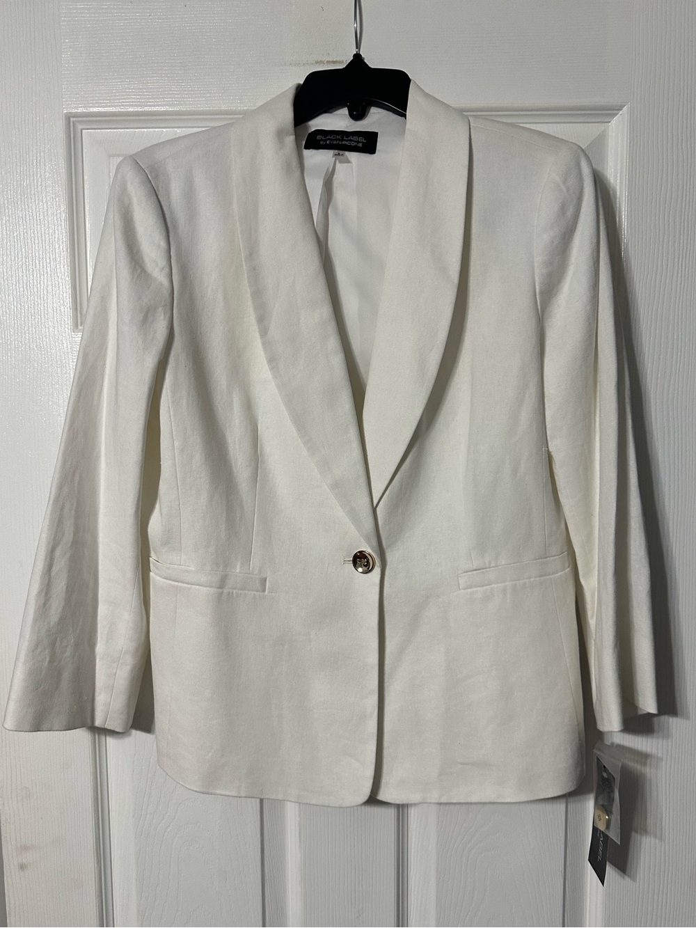 NWT Evan Picone Black Label Natural White Single-Button Shawl Collar Blazer
